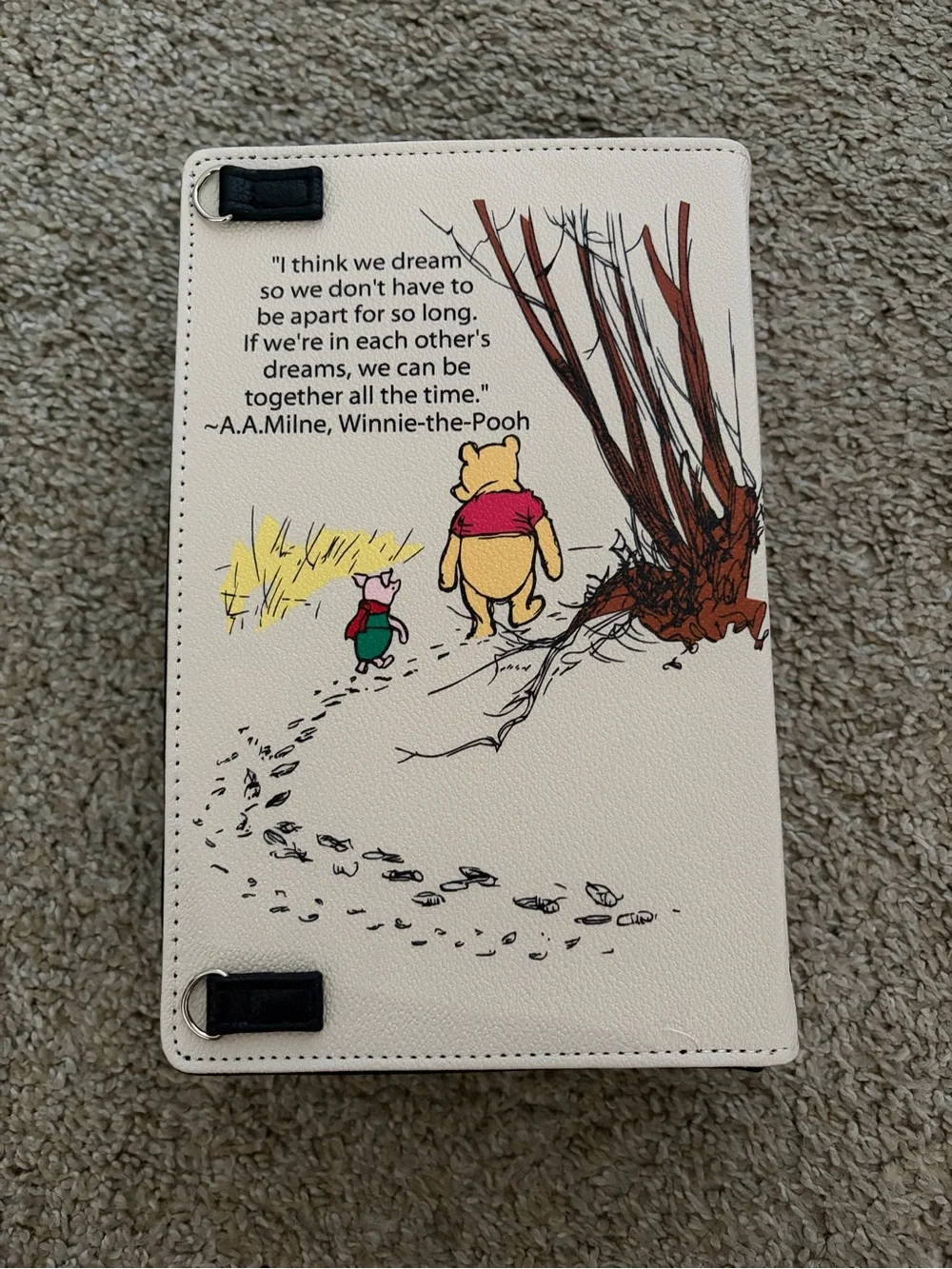 Winnie the Pooh Cream Book Purse with Red Balloon New Without Tags